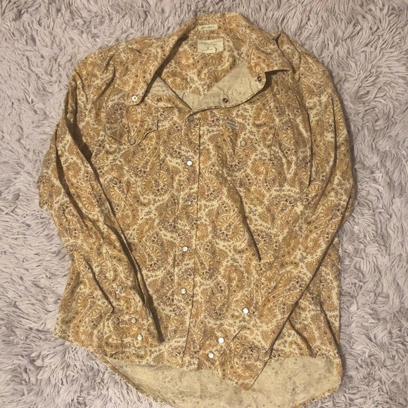 American Eagle Outfitters Tops - Vintage American Eagle Yellow Paisley Slim Fit Button-up - Size L - Corduroy
